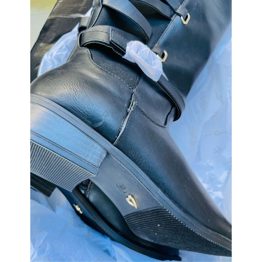 NWT Thalia Sodi Veronkia Criss Cross Faux Leather over the knees boots size 6.5 - Picture 3 of 7